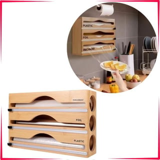 Generic Distributeur de papier d'aluminium avec coupe-film alimentaire,boîte de rangement de film alimentaire 3 en 1,Distributeur de Papier en bois à prix pas cher | Jumia Maroc