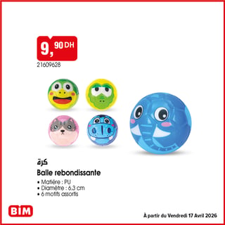 Balle rebondissante BIM - 6 motifs