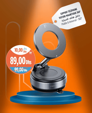 SUPPORT TÉLÉPHONE VOITURE MAGNÉTIQUE 360° - Pliable & Universel - 360°