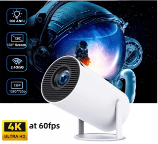 Mini vidéo projecteur HY300 portable Android 12 Wi-Fi 6 360 ULTRA HD 4K Bluetooth