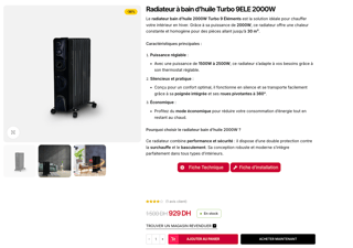 Radiateur à bain d'huile Turbo 9ÉLE 2000W