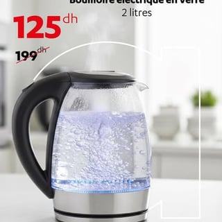 Bouilloire électrique en verre 2 litres