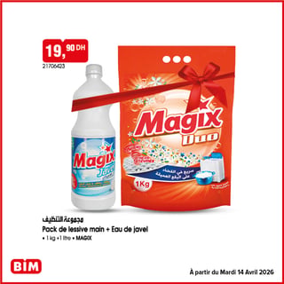 Magix Duo Pack Lessive Main 1kg + Eau de Javel 1L BIM