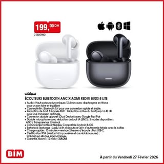 Écouteurs Bluetooth avec Xiaomi Redmi Buds 6 Lite