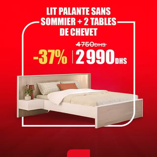 LIT PALANTE SANS SOMMIER + 2 TABLES DE CHEVET