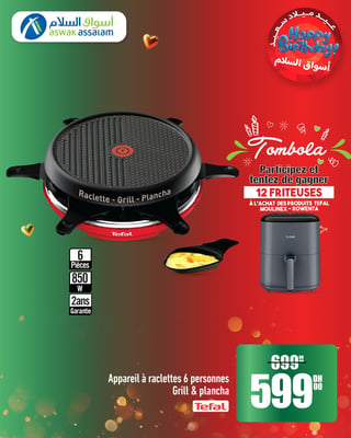 Appareil à raclettes 6 personnes Grill & plancha