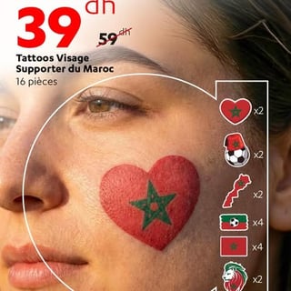 Tattoos Visage Supporter du Maroc