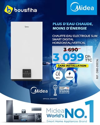 CHAUFFE-EAU ELECTRIQUE SLIM SMART DIGITAL HORIZONTAL/VERTICAL