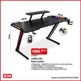 Bureau Gamer BIM 120x60cm