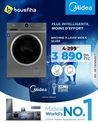 Machine à laver Midea Silver