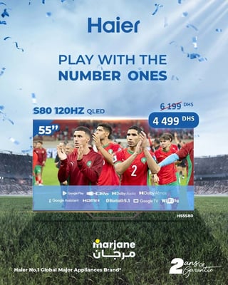 Smart TV Haier S80 55" QLED 120Hz Google TV