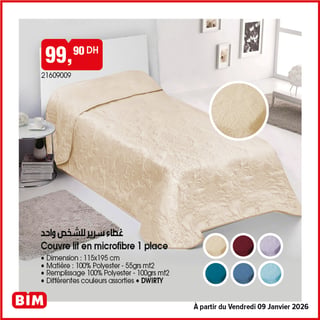 Couvre lit en microfibre 1 place