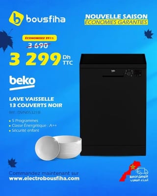 LAVE VAISSELLE 13 COUVERTS NOIR - Beko