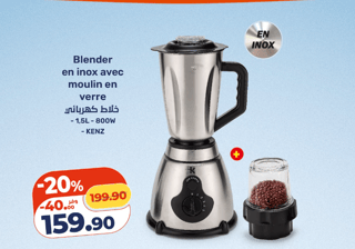 Blender en inox avec moulin en verre