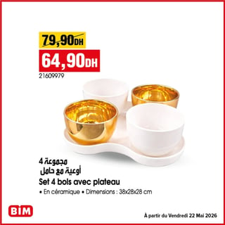 Set 4 bols avec plateau en céramique BIM