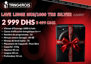 Lave linge 8KG/1000 TRS SILVER CANDY