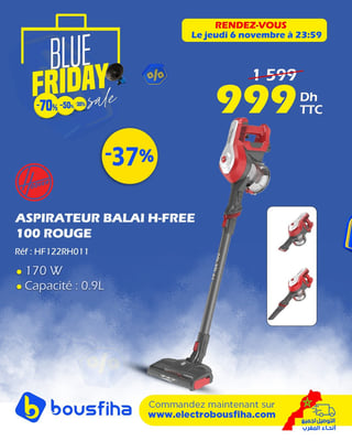 Aspirateur balai H-FREE 100 Rouge